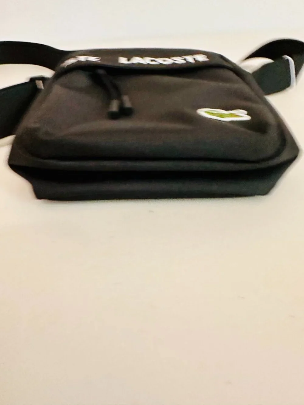LACOSTE NEOCROC TAPE NOIR BLACK VERTICAL CAMERA CROSSBODY BAG UNISEX